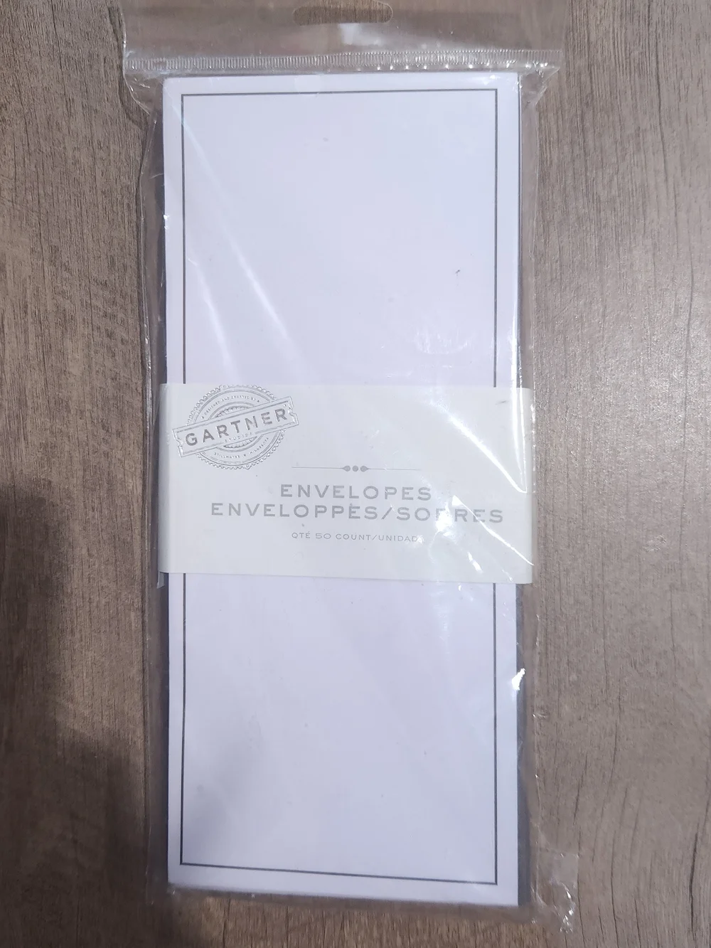 Gartner Studios White Narrow Note Envelopes with Chocolate Border